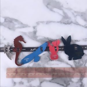 5 Hermes stamped petit h leather charms and 39in brown ribbon. New never worn.